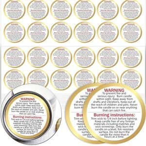 5for$10 Candle Warning Labels 1.5" Candle Jar Container Stickers 600 Piece